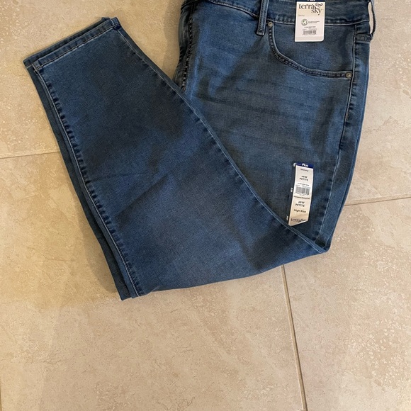 Terra & Sky Blue Women's Skinny Jeans Petite Plus Size 26W Stretchy - Picture 3 of 9